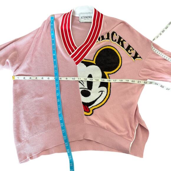 Iceberg Disney Mickey Mouse Pink Knit Sweater Vintage Y2K RARE Large Cozycore - Picture 5 of 8